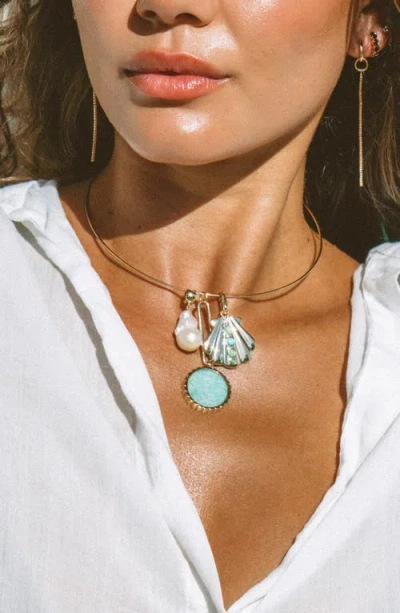 Thatch Odeon Amazonite Charm In Gold