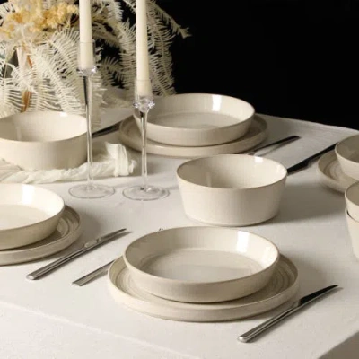 Stone Lain Claire Stoneware 24-piece Dinnerware Set In White