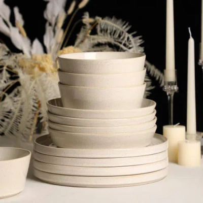Stone Lain Claire Stoneware 24-piece Dinnerware Set In White