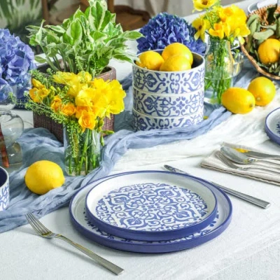 Stone Lain Tropea Stoneware 24-piece Dinnerware Set In Blue