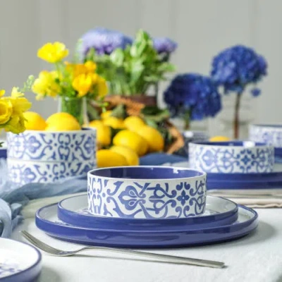 Stone Lain Tropea Stoneware 24-piece Dinnerware Set In Blue