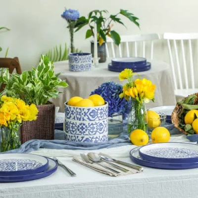 Stone Lain Tropea Stoneware 24-piece Dinnerware Set In Blue