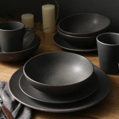 Stone Lain Grao Stoneware 16-piece Dinnerware Set In Grey