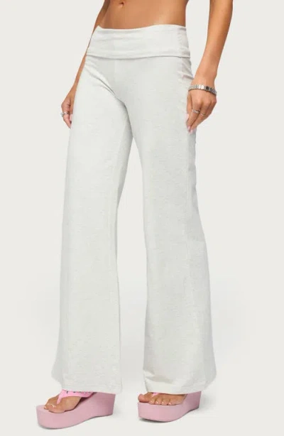 Edikted Sequin Foldover Sweatpants In White