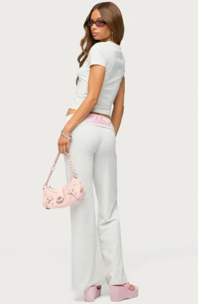 Edikted Sequin Foldover Sweatpants In White