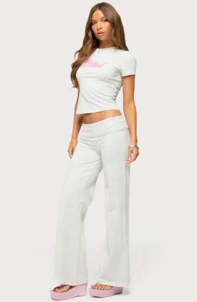 Edikted Sequin Foldover Sweatpants In White
