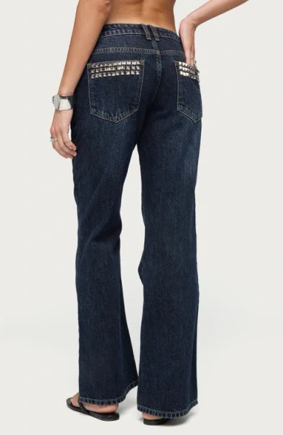Edikted Tyler Stud Bootcut Jeans In Blue
