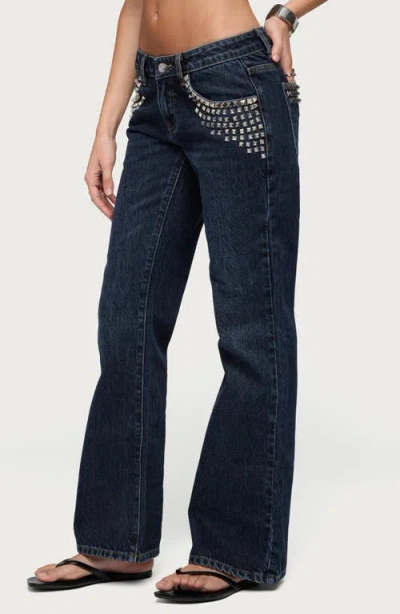 Edikted Tyler Stud Bootcut Jeans In Blue