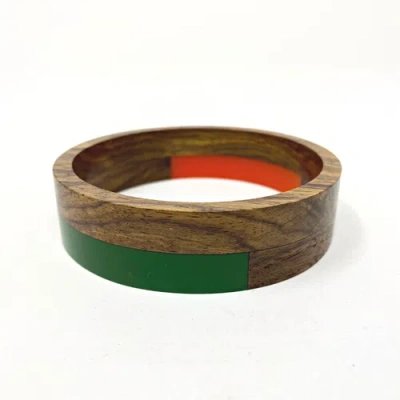 Youzey Tri-tone Stackable Wood Bangle In Multi-color