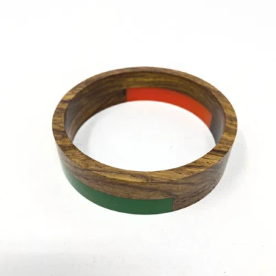 Youzey Tri-tone Stackable Wood Bangle In Multi-color
