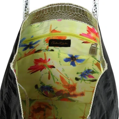 Carlos Falchi Microfiber Python Tote In Black