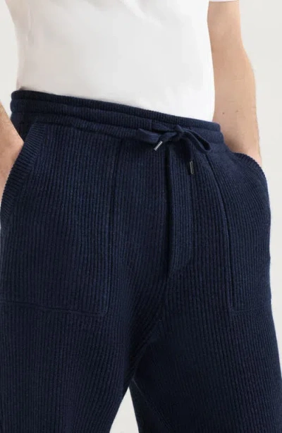 Brunello Cucinelli Cashmere English Rib Knit Joggers In Blue