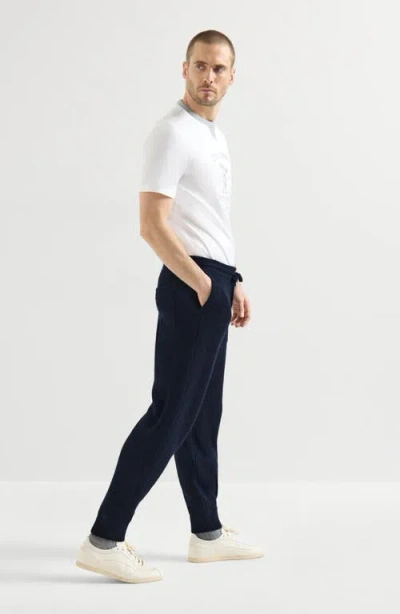 Brunello Cucinelli Cashmere English Rib Knit Joggers In Blue