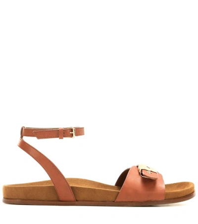 Shop Stella Mccartney Faux Leather Sandals In Brown