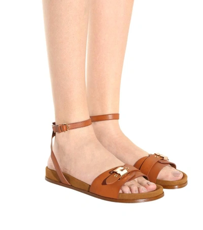 Shop Stella Mccartney Faux Leather Sandals In Brown