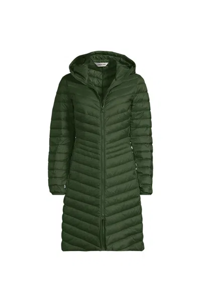 Lands' End Plus Size Wanderweight Packable Down Coat In Green
