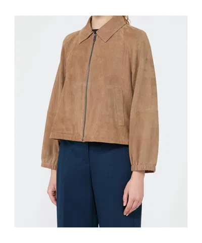 Weekend Max Mara Suede Jacket In Brown