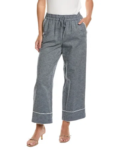 Cece Pull-on Cropped Linen-blend Pant In Gray