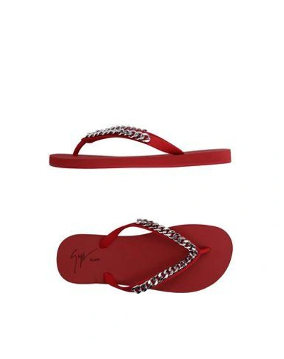 Shop Giuseppe Zanotti Toe Strap Sandals In Red