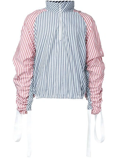 Shop Private Policy Combo Stripe Turtleneck Top In Red/white/black