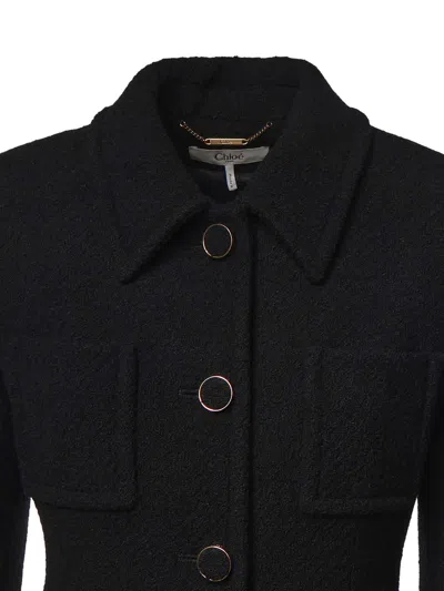 Chloé Tailored Boucl Wool Jacket In Black