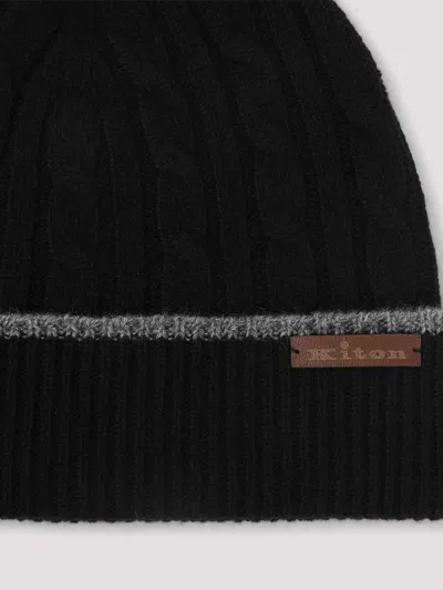 Kiton Cable-knit Beanie In Grey