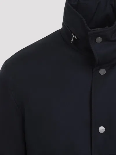 Kiton Coat In Dark Blue