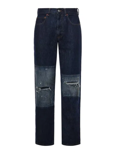 Mm6 Maison Margiela Patchwork Insert Jeans In Blue