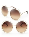 Chloé Women's Carlina Round Oversized Sunglasses, 62mm In Rose Gold/brown Gradient