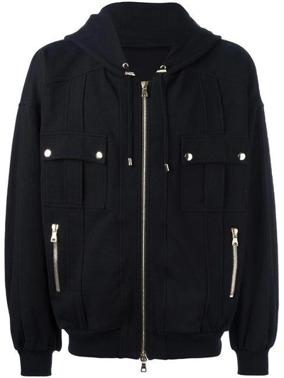 Shop Balmain Hooded Jacket - Black