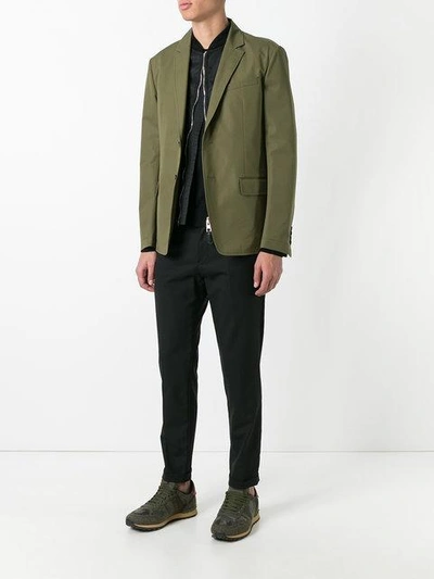 Shop Givenchy Bomber Layer Blazer Jacket In Green