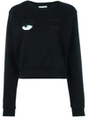 Chiara Ferragni Wink Patches Sweatshirt In Nero