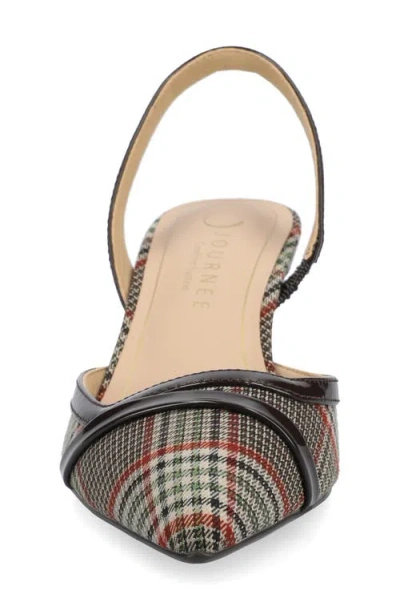 Journee Collection Nellia Pump In Cream/ Chocolate Plaid