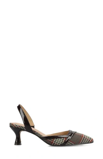 Journee Collection Nellia Pump In Cream/ Chocolate Plaid