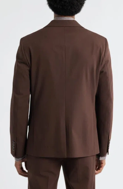 Open Edit Slim Fit Solid Stretch Suit Jacket In Brown Chicory