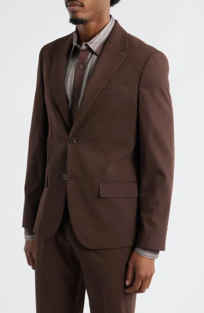 Open Edit Slim Fit Solid Stretch Suit Jacket In Brown Chicory