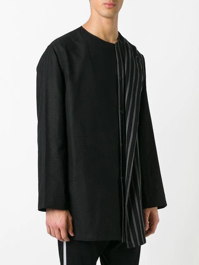 Shop Yohji Yamamoto Striped Trim Shirt In Black