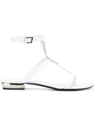 La Perla Chain Leather Sandals In White