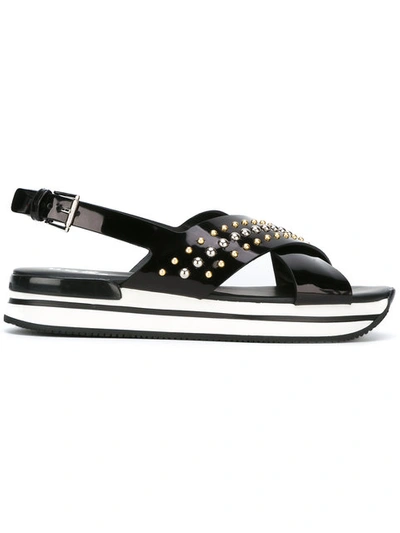 Shop Hogan Studded Crisscross Sandals