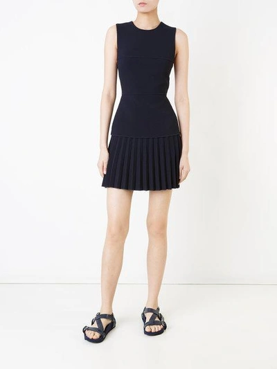 Shop Dion Lee Pleated Mini Dress - Blue