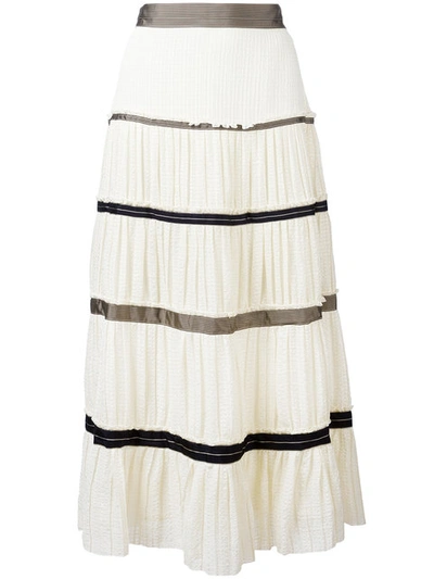 Etro Pleated Maxi Skirt In White