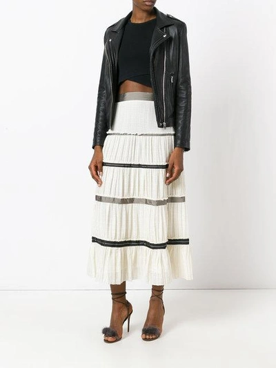 Shop Etro Pleated Maxi Skirt In White