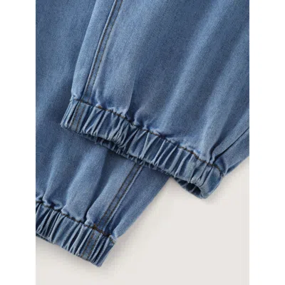 Bloomchic Pull-on Stretchy Cuffed Hem Jeans In Acidwashdenim