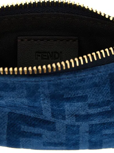 Fendi Ff Mini Denim Pouch In Blue