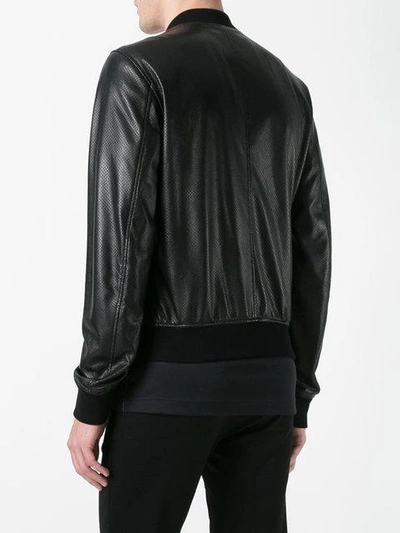 perforated leather bomber jacket