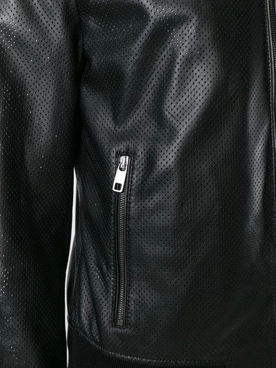 perforated leather bomber jacket