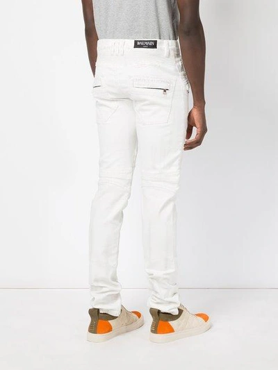 Shop Balmain Biker Jeans - White