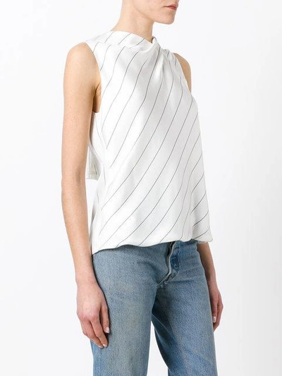 Shop Giorgio Armani Striped Sleeveless Top In White
