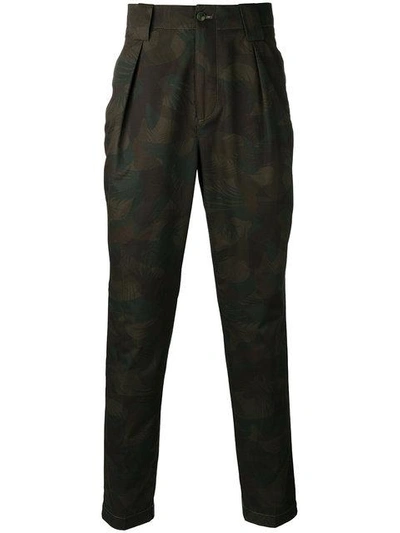 Shop Etro Pleated Chinos In Green