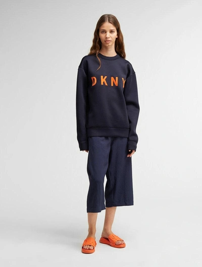 Shop Dkny Crew Neck Pullover With Logo